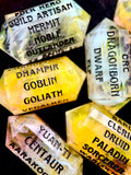 Character Creation Dice - Golden Dawn (black ink)