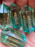 Character Creation Dice - Aquamarine (gold ink)